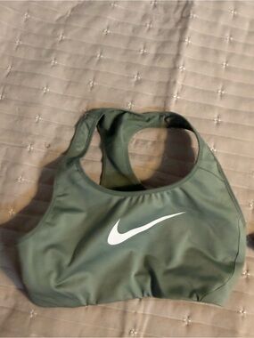 Nike Green Racerback Sports Bra with White Swoosh